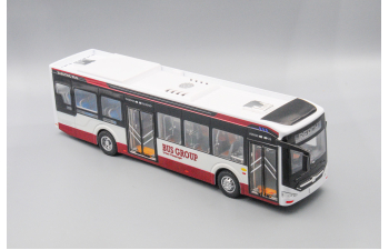 Электробус Zhong Tong N12, белый с красной полосой 28 см