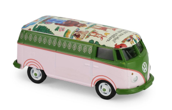 VOLKSWAGEN Type 2 Panel Van Smokey Bear Series - It's Your Forest, Take Care Of It, (1972), pink / green