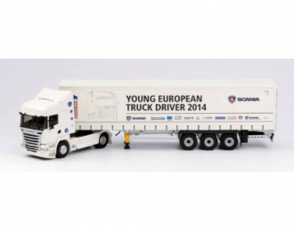 SCANIA R410 STREAMLINE c полуприцепом SCHMITZ YETD 2014, white