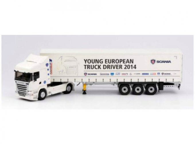 SCANIA R410 STREAMLINE c полуприцепом SCHMITZ YETD 2014, white