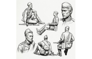 Фигурки Солдаты РККА 1943-1945 "Десант #1" (не окрашеные)