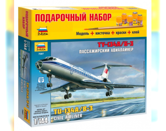 Сборная модель Пассажирский авиалайнер "Ту-134А/Б-3" (подарочный набор)