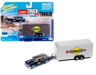CHEVROLET Nomad with Enclosed Trailer (Race Safety) (1955), blue & White