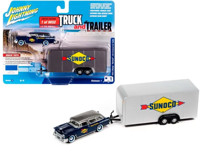 CHEVROLET Nomad with Enclosed Trailer (Race Safety) (1955), blue & White