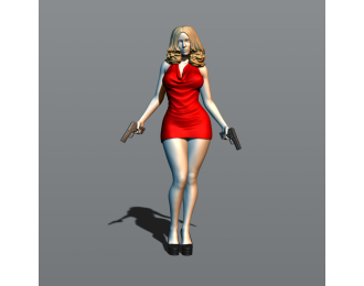 Фигура Девушка с пистолетами, окрашенная