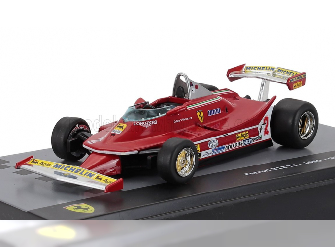 FERRARI F1 312 T5 №2 Season (1980) Gilles Villeneuve - Con Vetrina - With Showcase, Red
