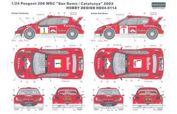 Декаль Peugeot 206 WRC Catalunya/San Remo 2003