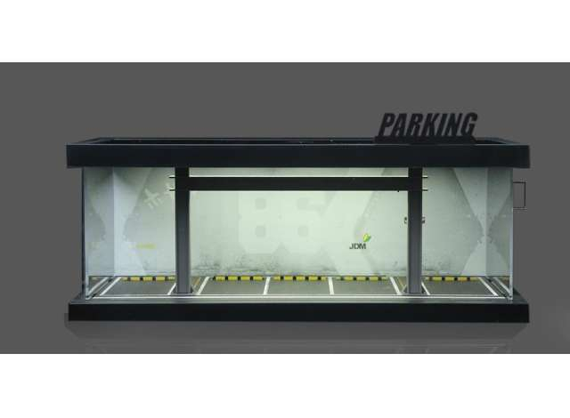 Diorama *Parking lot with light*, grey/black/yellow