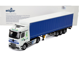 MERCEDES-BENZ E-actros 600 Truck Telonato Allan Transports (2025), White Blue