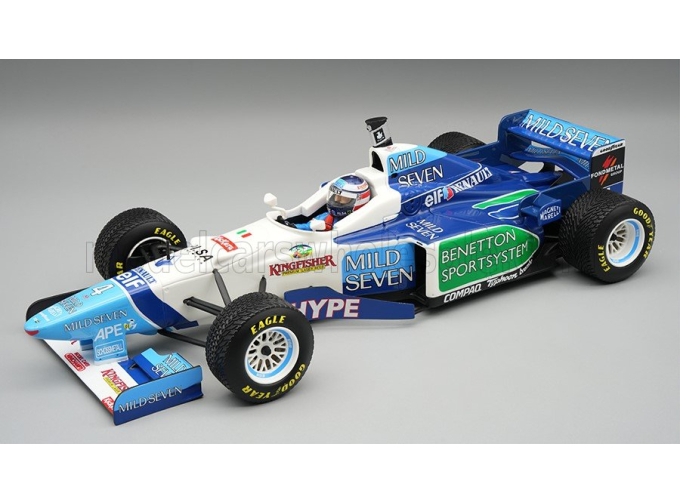 BENETTON F1 B196 Team Renault Mild Seven №4 Spanish GP Rain Tires (with pilot figure) Gerhard Berger (1996)