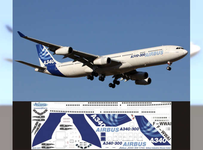 Декаль на самолет Arbus A340-300 (Arbus Industri (домашние цвета))