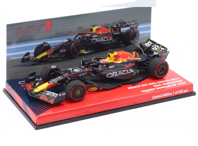 RED BULL F1 Rb19 Team Oracle Red Bull Racing №1 World Champion Winner Bahrain Gp (2023) Max Verstappen, Matt Blue