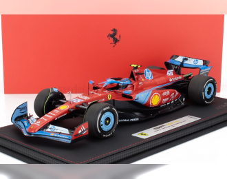 FERRARI F1 Sf-24 Team Scuderia Ferrari №55 5th Miami Gp (2024) Carlos Sainz - Con Vetrina - With Showcase, Red Light Blue