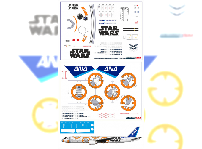 Декаль на Boeing 777-300 ANA BB8 All Nippon Airways STAR- WARS