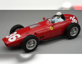 FERRARI F1 Dino 246/256 Team Scuderia Ferrari №36 Monaco Gp (with Pilot Figure) (1960) Philip Hill, Red