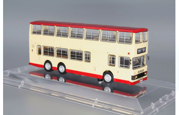 China motor bus, beige / red