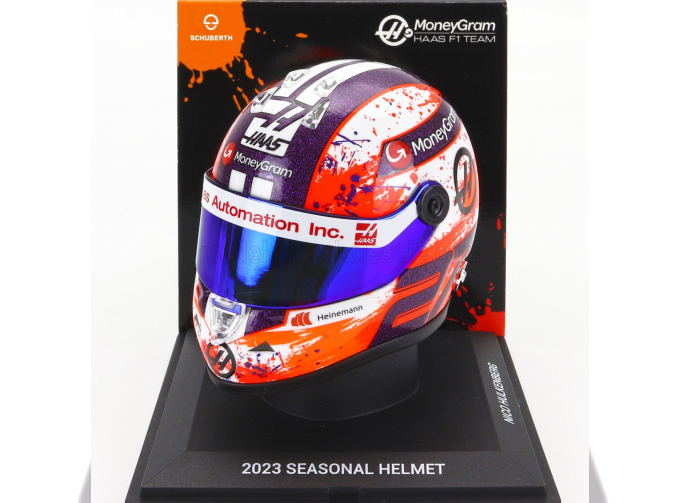 SCHUBERTH HELMET Casco Helmet F1 Nico Hulkenberg Team Moneygram Haas N 27 Season (2023), White Orange Purple