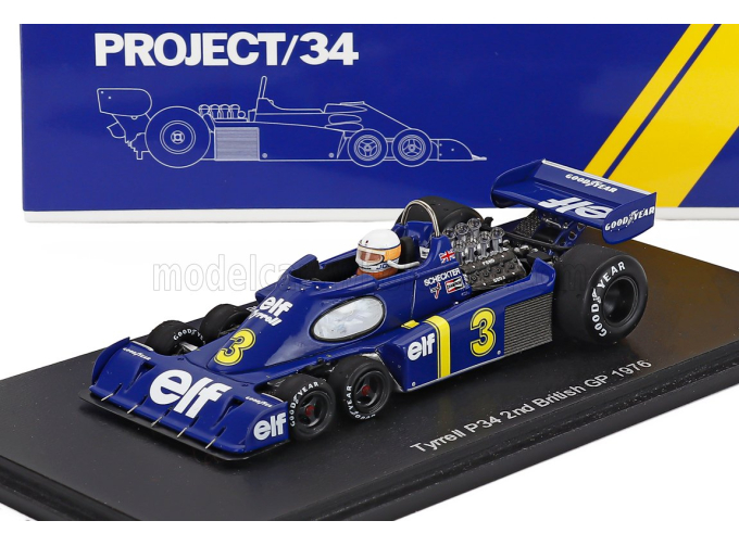 TYRRELL F1 P34 Elf 6-wheels №3 2nd British Gp (1976) Jody Scheckter, Blue Yellow