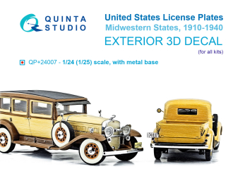 3D Декаль Автомобильные номера США, средний запад, 1910-1940 (для всех моделей) (на метал. основании)