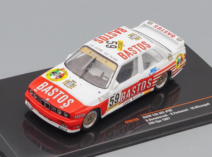 BMW M3 (E30) #59 "Bastos" Vermeersch - Fontanesi - Micangeli WTCC 24h Spa 1987, white / red