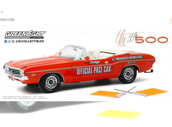 DODGE Challenger Convertible "55th Indianapolis 500" Official Pace Car 1971