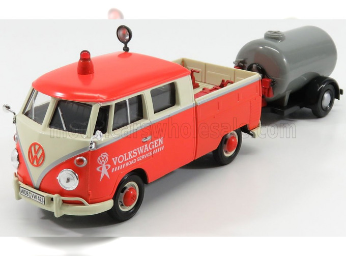 VOLKSWAGEN T1 Type 2 Double Cabine Road Service With Tanker Trailer (1962), Orange Cream Silver