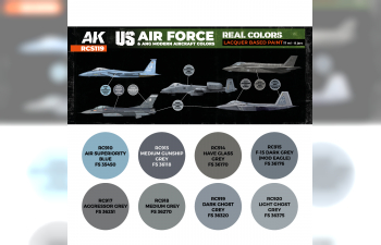 Набор лаковых красок, цвета современных самолетов ВВС США / US Air Force & ANG Modern Aircraft Color Set