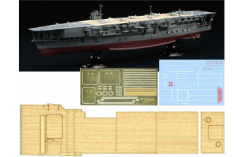 Сборная модель Японский авианосец Kaga Full Hull Model, модель полного корпуса с деревянной палубой и фототравленными деталями