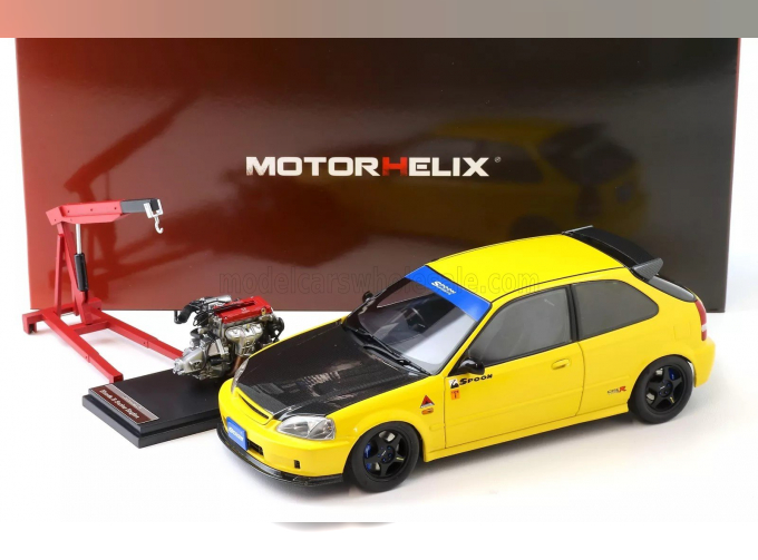 HONDA Civic Ek9 Type R Spoon With Engine And Accessories (1999), Yellow Black Carbon