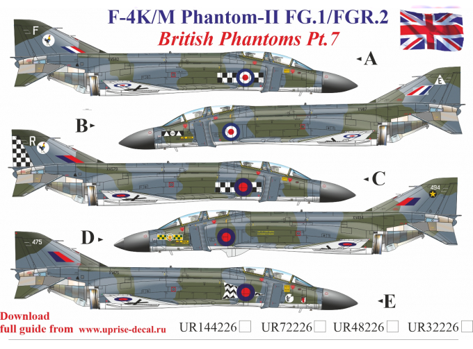 Декаль для F-4K/M British Phantom-II (FG.1/FGR.2) Pt.7