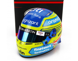 BELL HELMET F1 Casco Helmet Aston Martin Amr23 Team Aramco Cognizant N14 Season (2023) Fernando Alonso, Yellow Light Blue Red