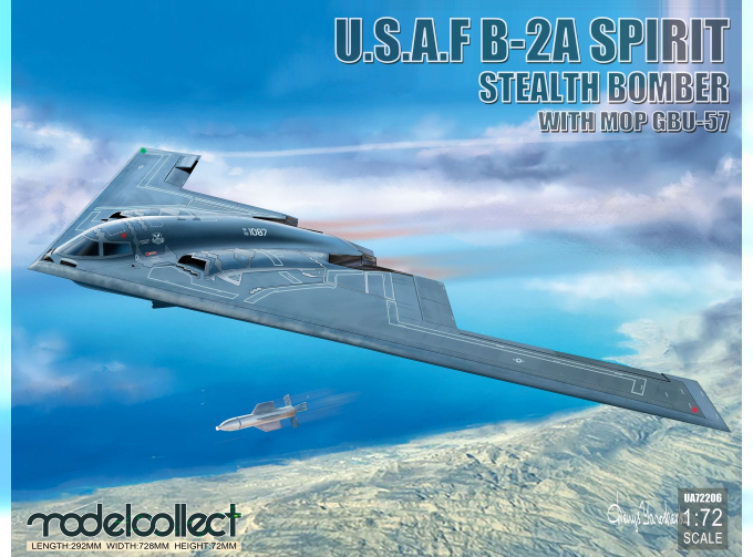 Сборная модель USAF B-2A Spirit Stealth Bomber with Mop GBU-57