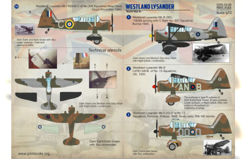 Декаль Westland Lysander