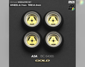 A3A Alloy Wheel & Rim set, gold/chrome