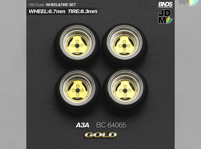 A3A Alloy Wheel & Rim set, gold/chrome