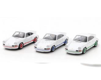 PORSCHE Set 3x 911 Carrera Rs 2.7 Coupe (1973) - 50th Anniversary, White Red Blue Green