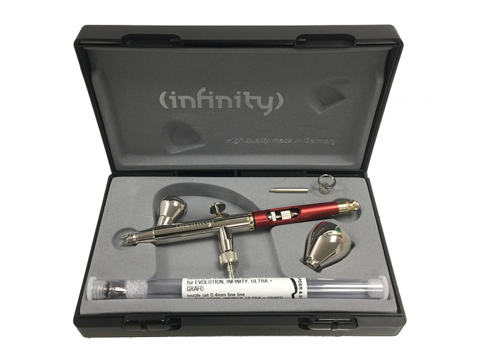 Аэрограф Infinity Two in One nozzle set 0.15 + 0.4mm fine line, tank 2+5 ml.