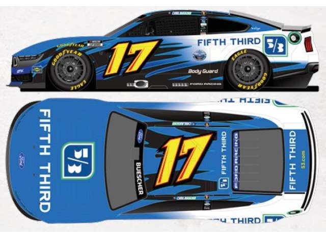 FORD Mustang #17 Chris Buescher *Fifty Third Bank Throwback*, white/blue/yellow 2026
