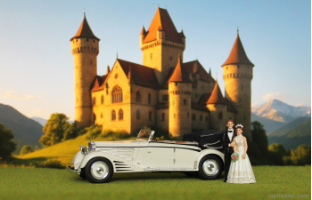 MAYBACH Zeppelin Ds8 Cabriolet Open (1934) - Matrimonio - Just Married - Wedding With 2 Figures, White