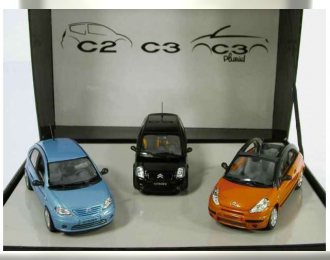 Набор из 3х моделей CITROEN C2/C3 синий,черный,оранжевый