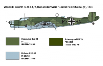 Сборная модель Немецкий высотный бомбардировщик Junkers Ju 86E1 / E2