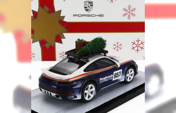 PORSCHE 911 992 №953 Rally Dakar Roughroads Coupe Christmas Edition (2023) - Con Vetrina - With Showcase, White Blue