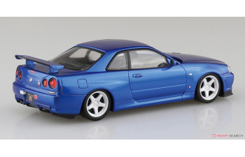 Сборная модель Nissan Skyline GT-R -R34 Custom Wheel (Bayside Blue)