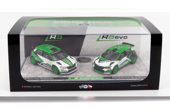 SKODA Set 2x Fabia R5 Evo N 0 Showcar (2017) + Fabia R5 Evo N 0 Showcar 2020, Green White