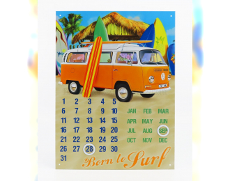 ACCESSORIES Metal Plate - Calendar Volkswagen Minibus Born To Surf, Various