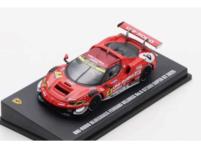 FERRARI 296 Uni-Robo Bluegrass Velorex GT300 Super GT #6 Y.Katayama/R.Merhi Muntan (2025), red 