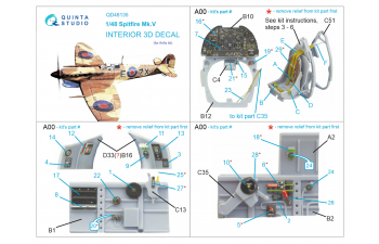 3D Декаль интерьера Spitfire Mk.V (Airfix)