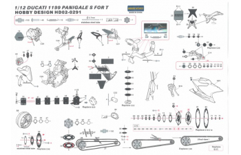 Набор для доработки Ducati 1199 Panigale S Detail-up Set для моделей T （PE+Metal parts+Resin）