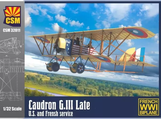 Сборная модель Самолет Caudron G.III Late, американская и французская служба