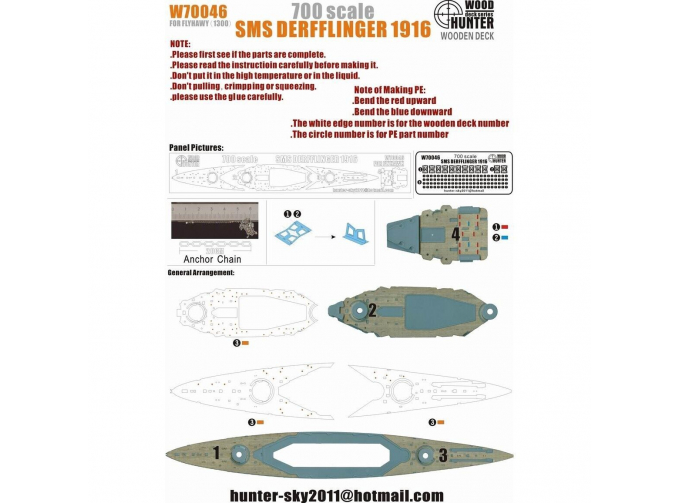 Набор деталей SMS Derfflinger 1916 (Flyhawk 1300)